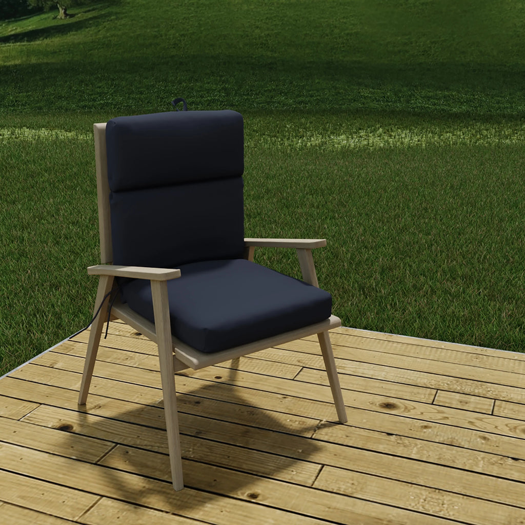 Navy Rectangular Outdoor Chair Cushion with Ties I135527