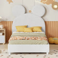 Beige Velvet Upholstered Bed Frame with Slat Support W945