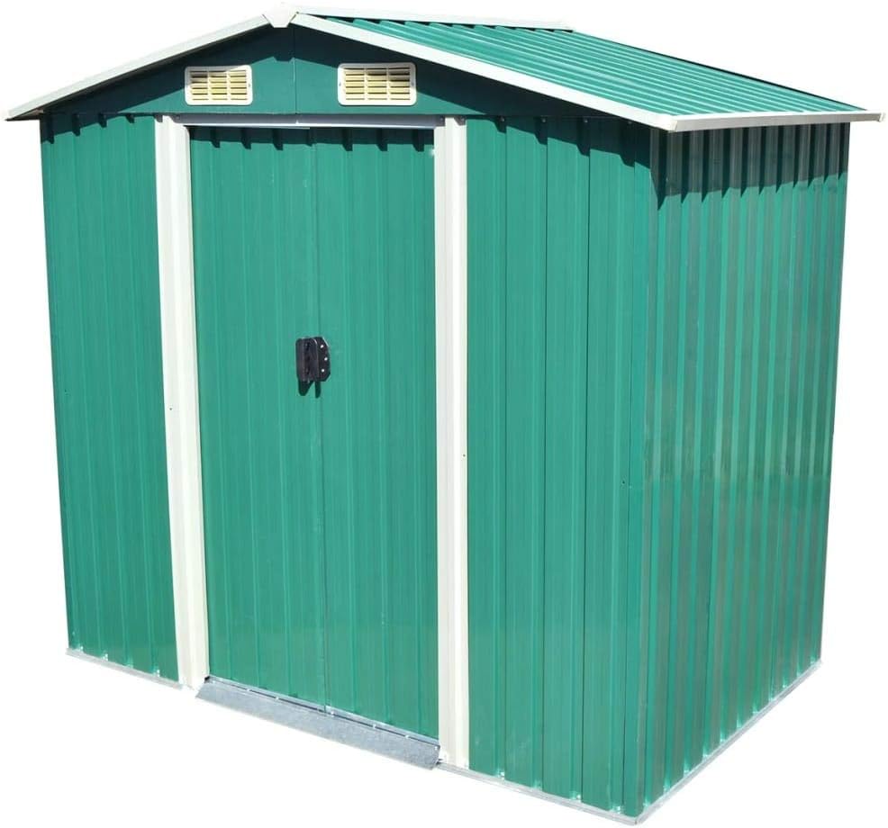 Anthracite Garden Storage Shed with Double Sliding Doors 101.2 x 80.7 x 70.1inch L276