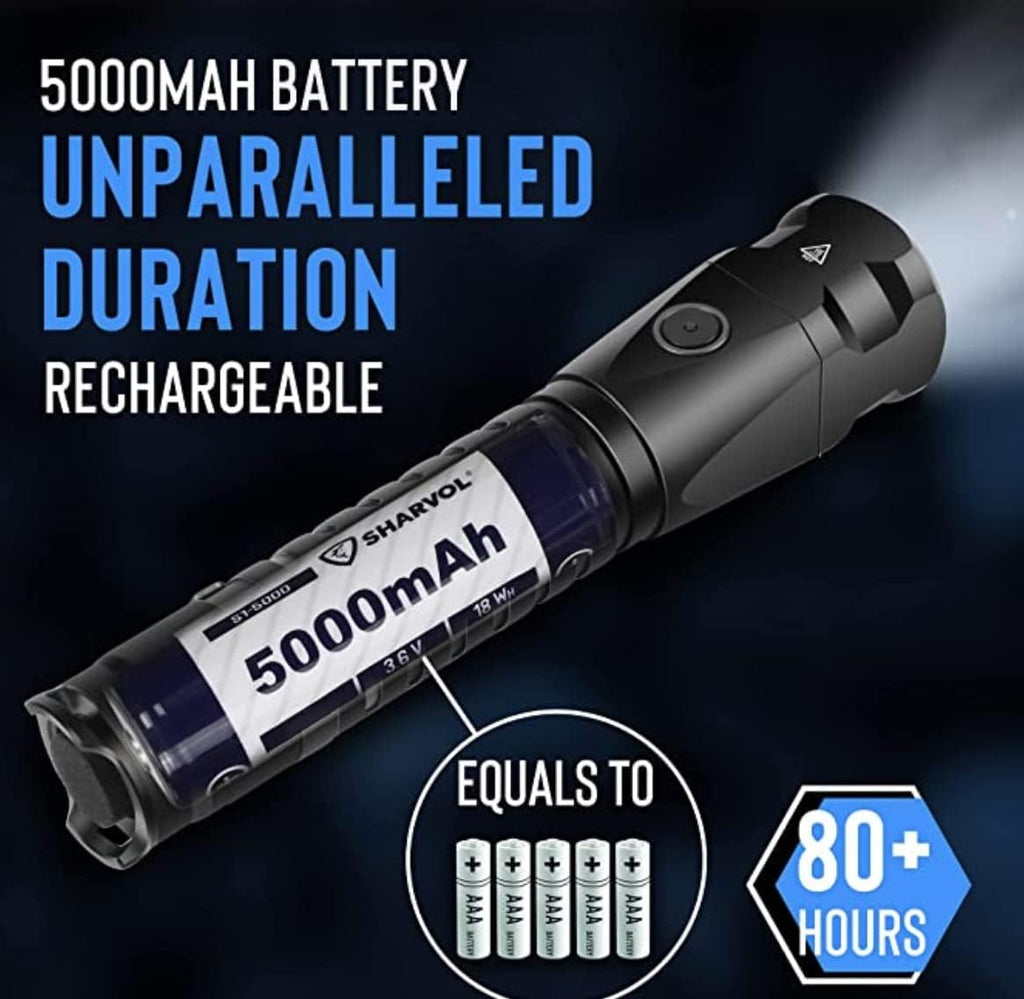 Rechargeable Tactical LED Flashlight 1900 Lumens 5000mAh V3787
