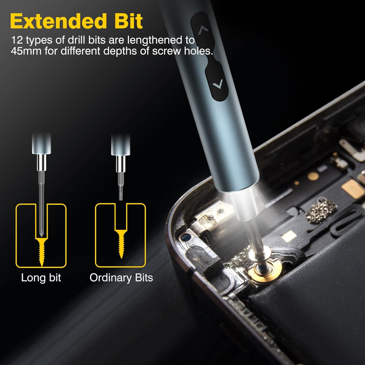 Electric Screwdriver, 62-in-1 Mini Rechargeable Cordless Precision Screwdriver Set with LED Light and 48 Magnetic Bits, Gray P506