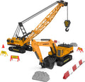 Construction Trucks Toy Vehicles Playset, Set of Crane & Excavator Toy with Road Sign Accessories(36pcs) R429