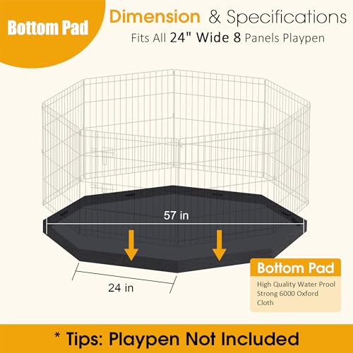 Black 8 Panels 24 Inch Metal Wire Pet Playpen with Top Cover X671397