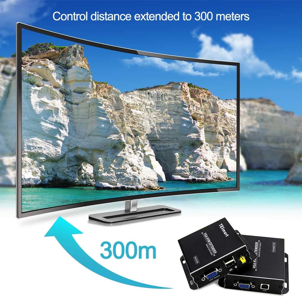 1080P 60Hz USB VGA KVM Extender Over Cat5e Cat6 Ethernet Cable P447
