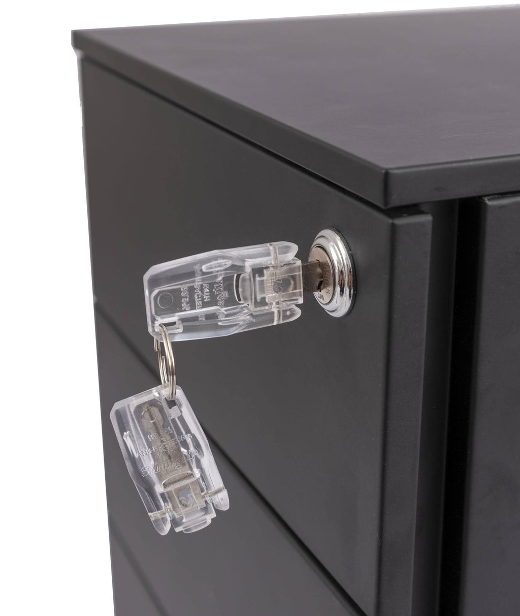 Black Wide 3 Drawer Rolling File Cabinet N149