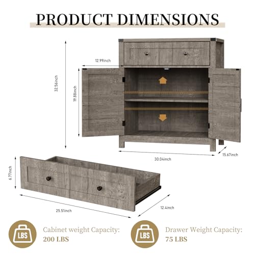 White Buffet Cabinet with Drawers G4439