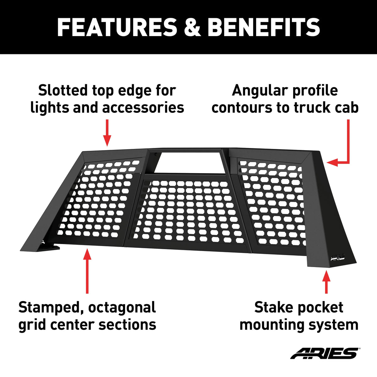 Black Aluminum Truck Headache Rack Cab Protector Z9135
