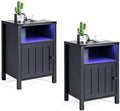 Nightstand with LED Lights and Charging Station Grey C35951