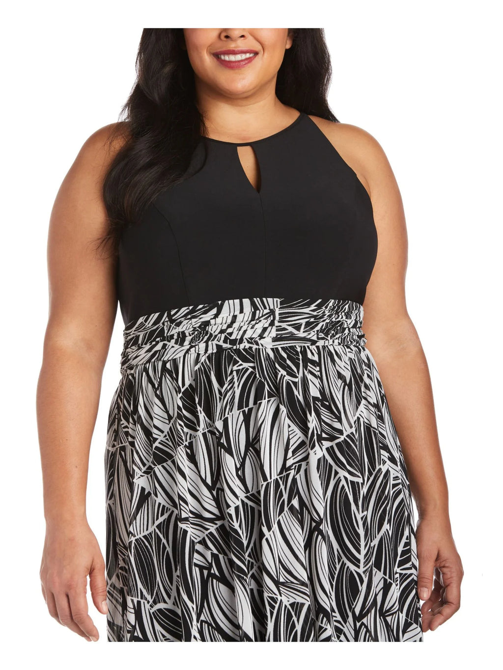 Black Printed Sleeveless Keyhole Maxi Dress Plus 16W X174849