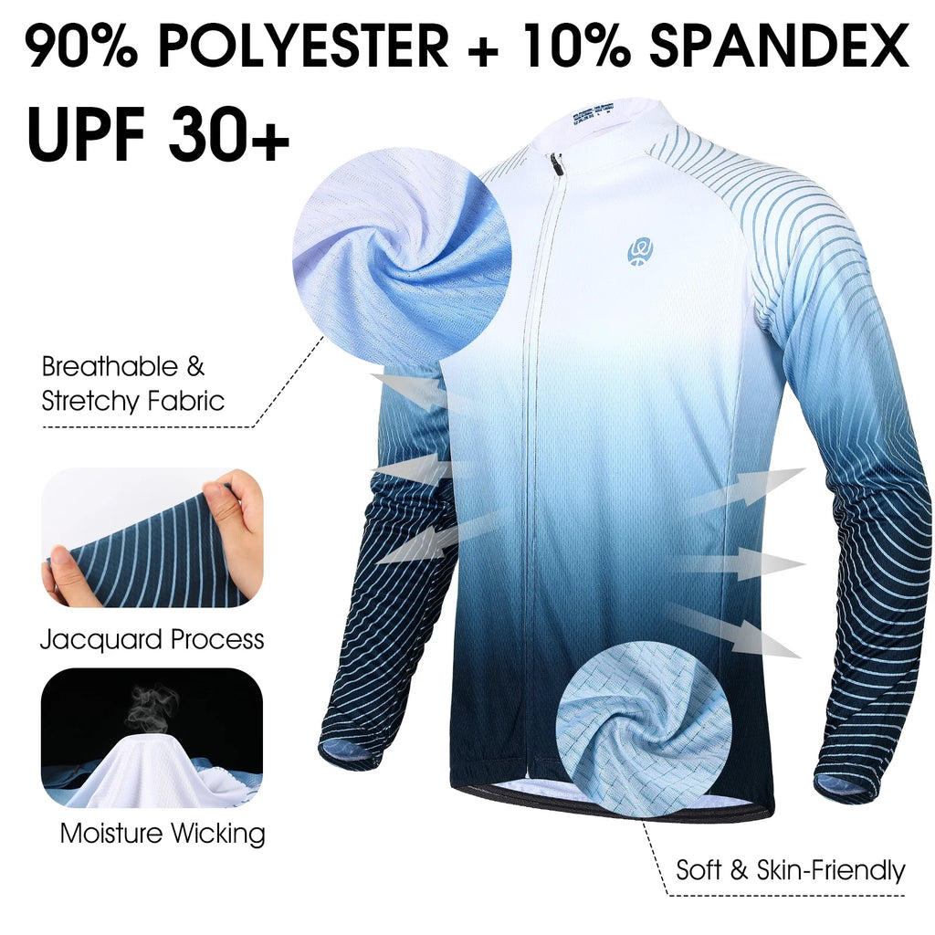 White Long-Sleeved Cycling Jersey Q827
