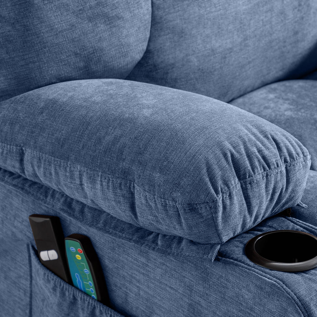 Blue Ergonomic Massage Rocker Recliner Chair with Vibration and Heat P98857