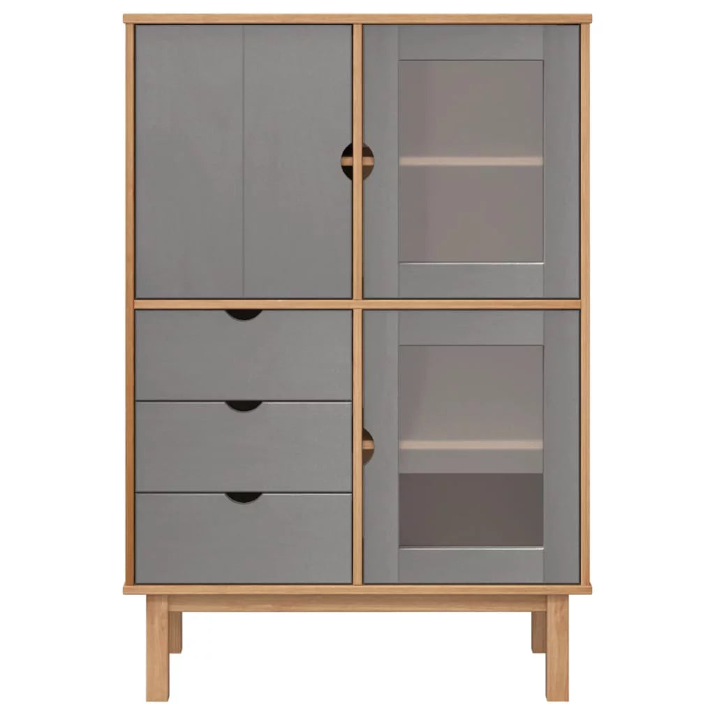Brown and Gray Solid Wood Pine Highboard G5016