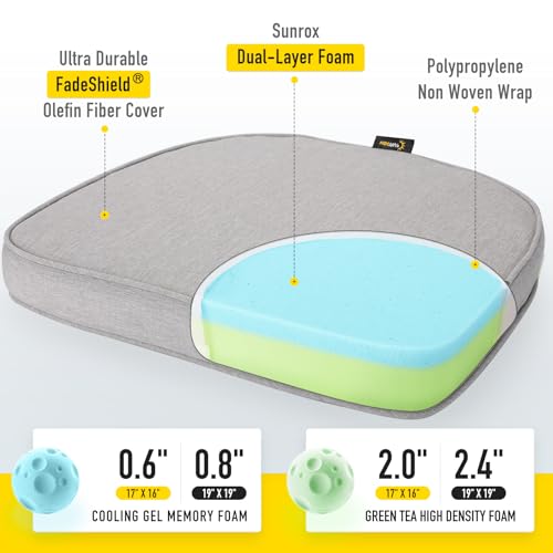 Gel Memory Foam Chair Cushions, Set of 6, Heather Grey X9703