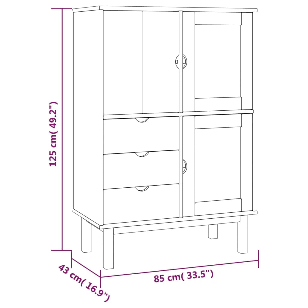 Brown and Gray Solid Wood Pine Highboard G5016