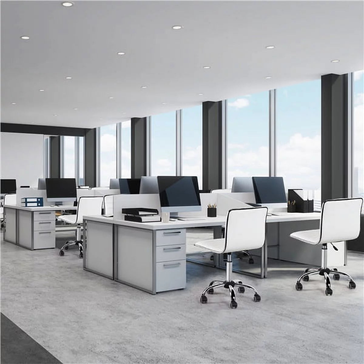 White Foam Task Chair with Swivel & Adjustable Height X5715