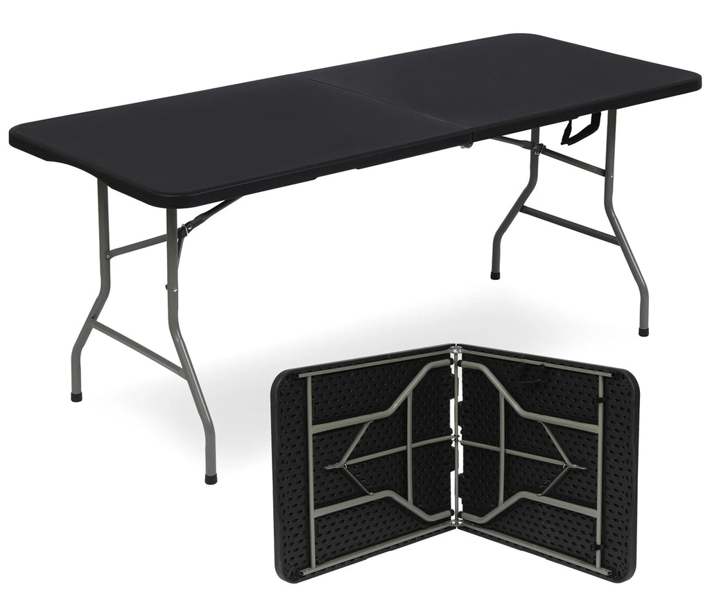6ft Black Portable Plastic Folding Table Q304