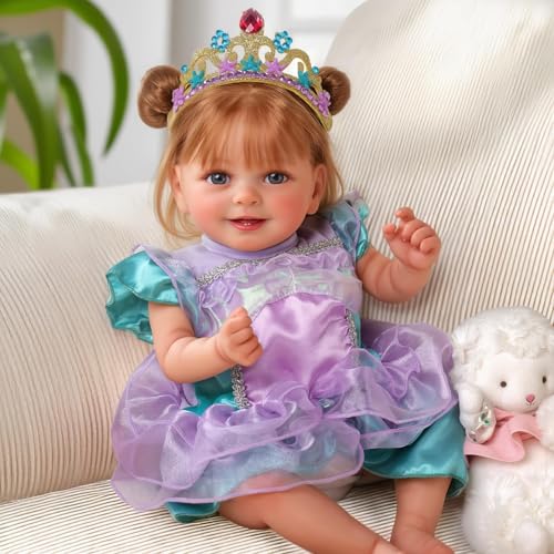 20 Inch Realistic Brown Hair Reborn Baby Doll with Clothes and Toy Accessories C1268