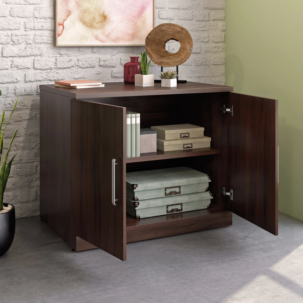Engineered Wood Storage Cabinet with Doors I357026