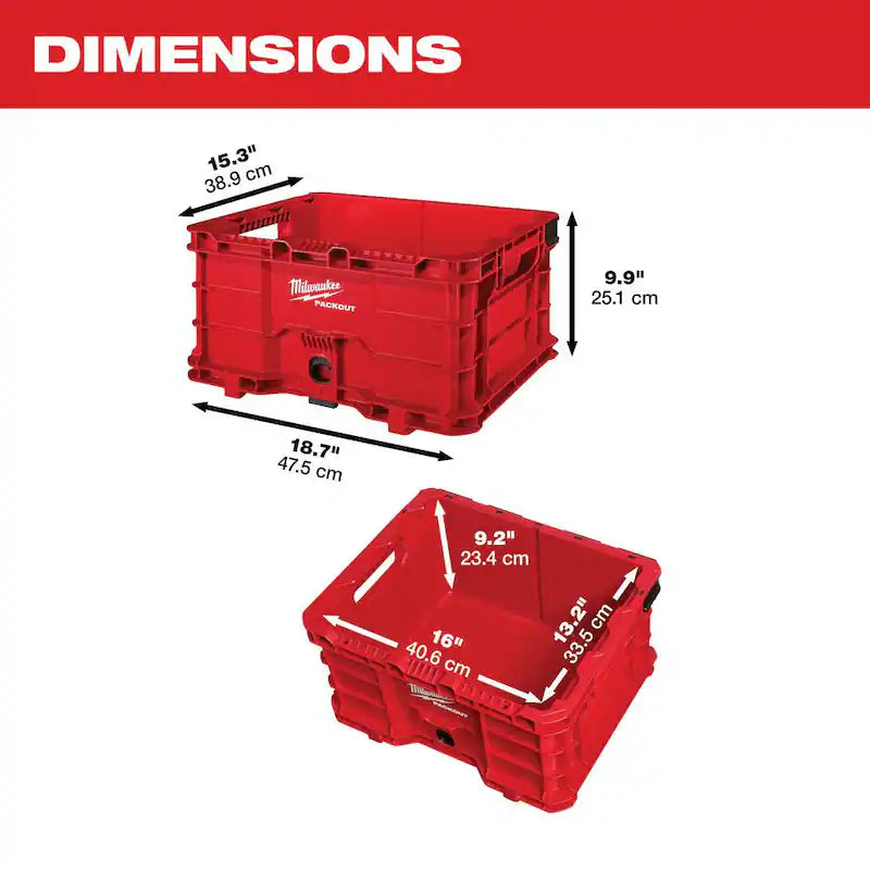 18.6 in. Tool Storage Crate Bin with Carrying Handles A97587