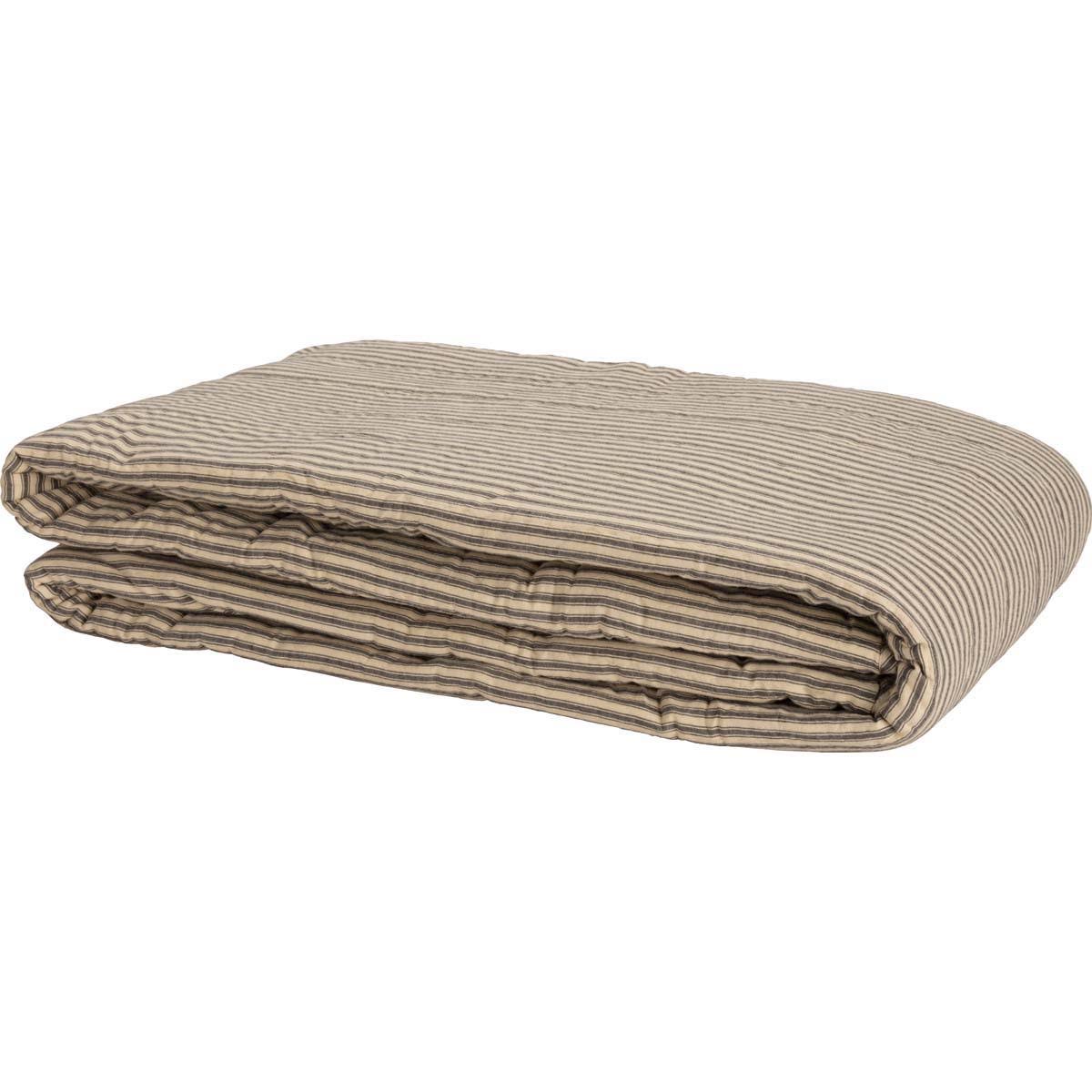 Red Ticking Stripe California King Quilt Coverlet T305228