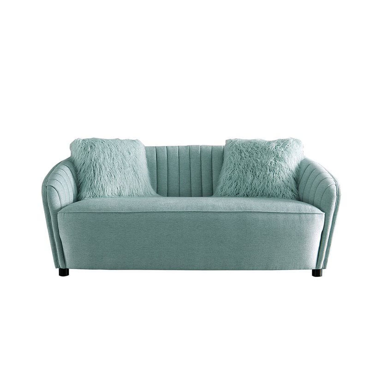 Light Green Tufted Fabric Loveseat G6728