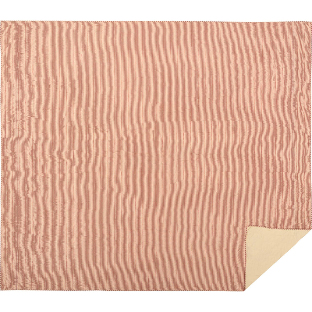 Red Ticking Stripe California King Quilt Coverlet T305228