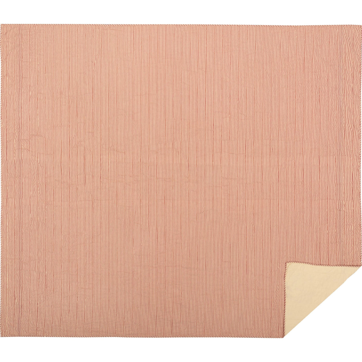 Red Ticking Stripe California King Quilt Coverlet T305228