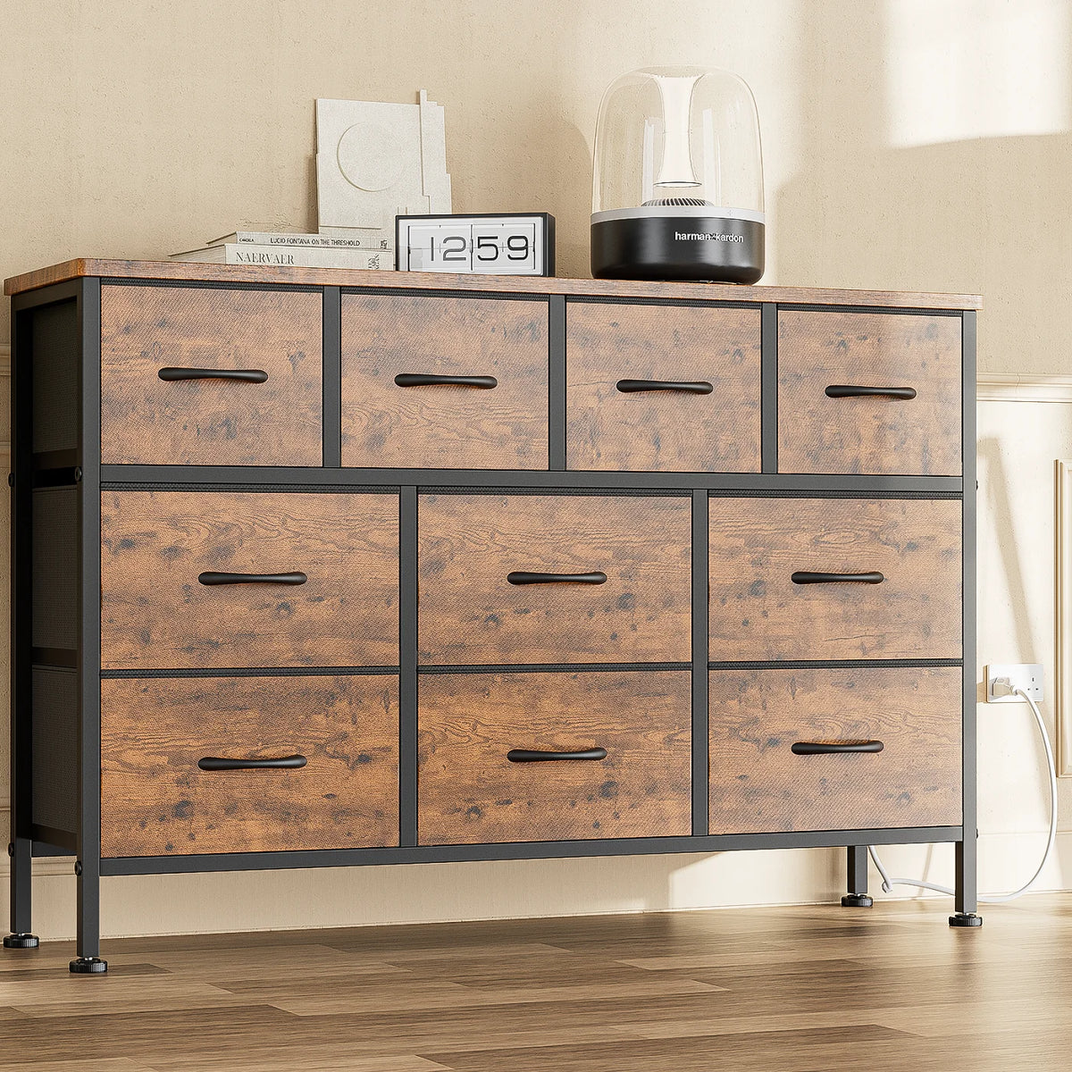 Brown 10 Drawer Fabric Dresser H76183