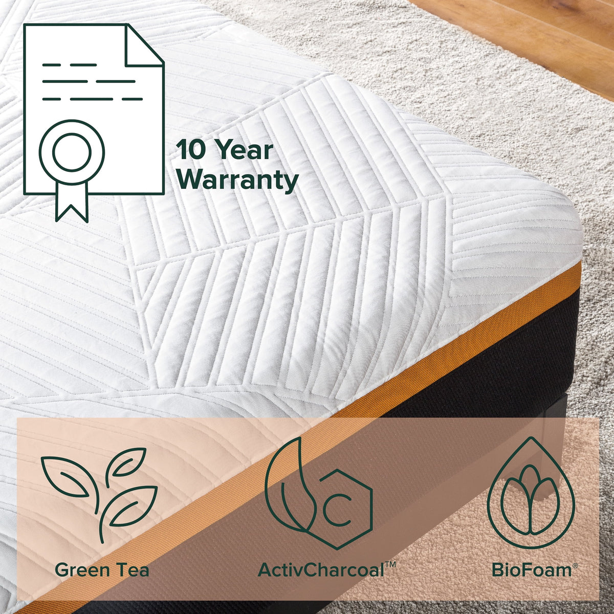 Queen Copper Memory Foam Pocket Spring Hybrid Mattress T2436