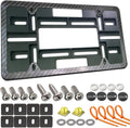 Carbon Fiber License Plate Frame and Bracket, Black Aluminum, Pack of 2 J1483