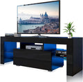 Black TV Stand with 16 LED Lights and Drawers E974873