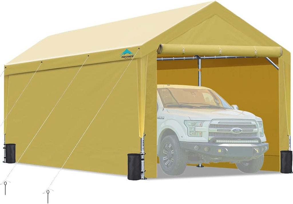 10'x20' Heavy Duty Steel Carport with Sidewalls and Doors C571027