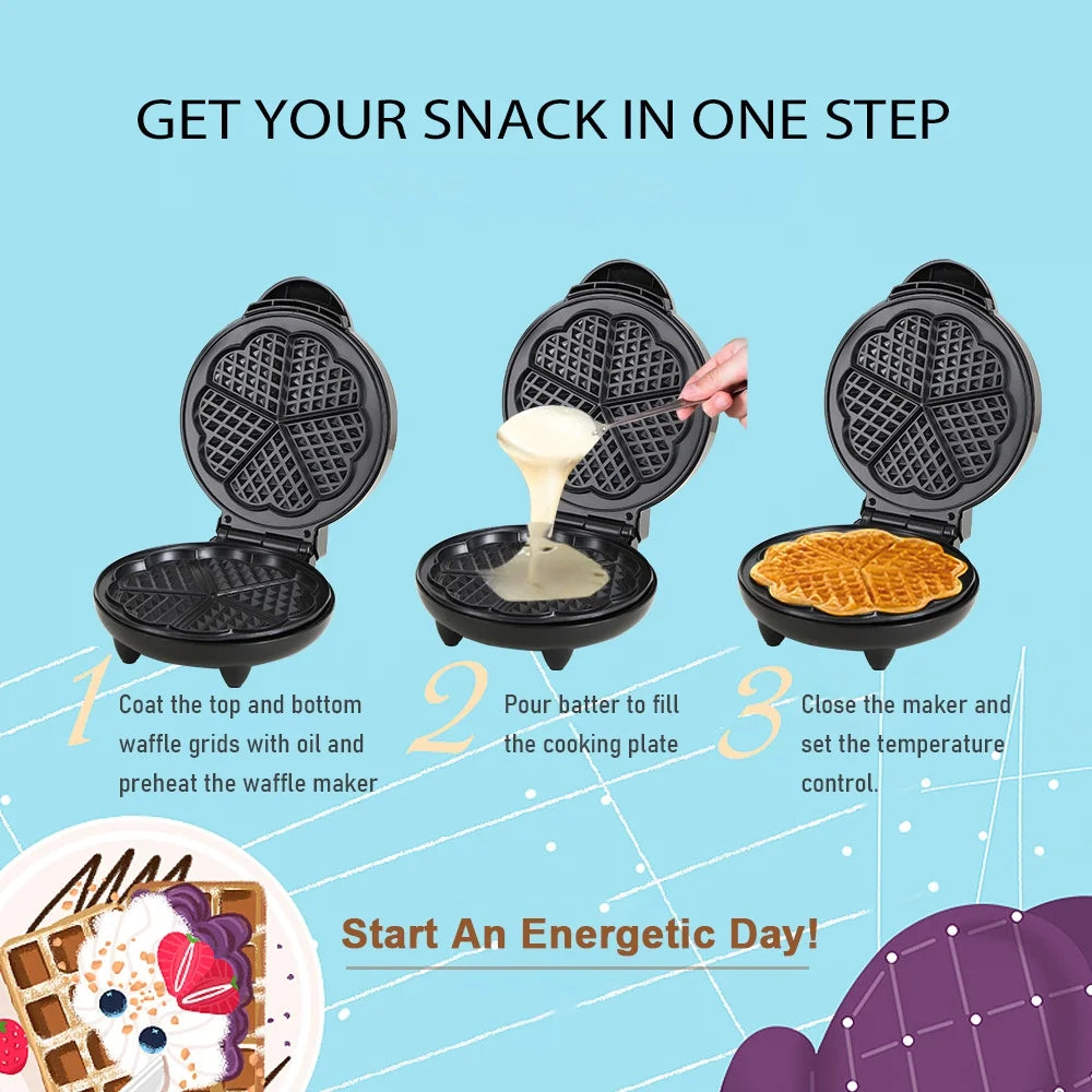 1000W Heart-Shaped Waffle Maker Electric Waffler W677962