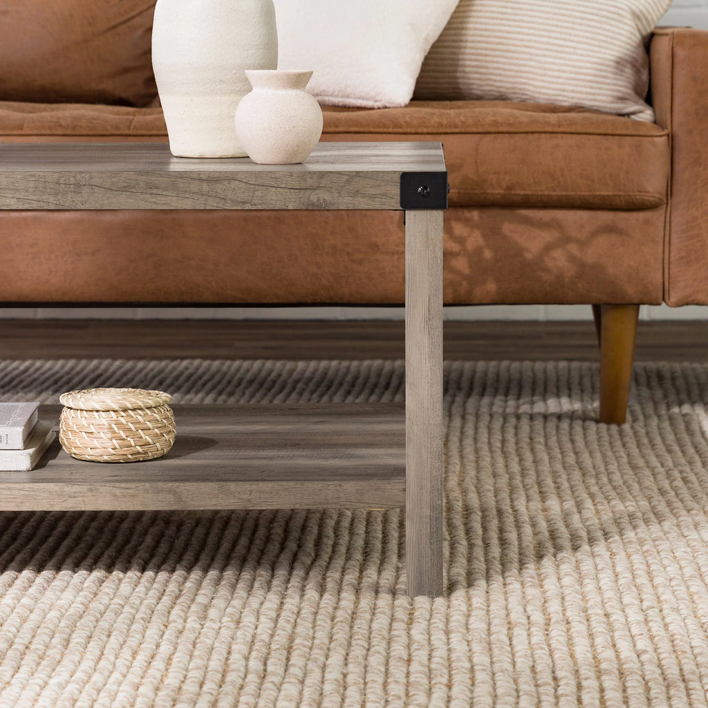 Gray Wash Metal X Coffee Table P5395