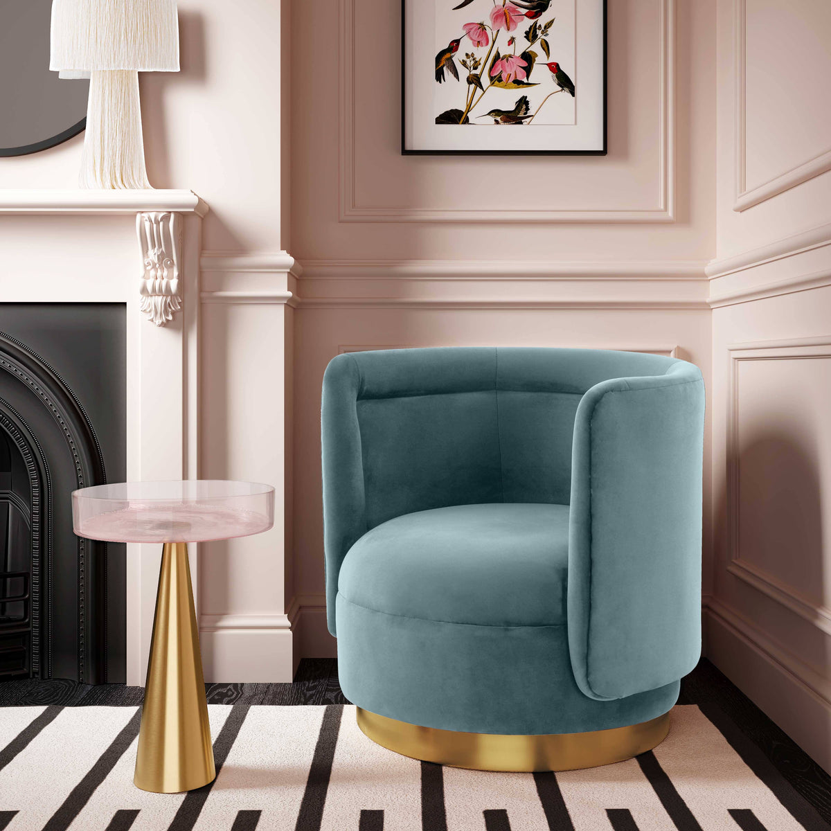 Bluestone Velvet Swivel Chair O696257