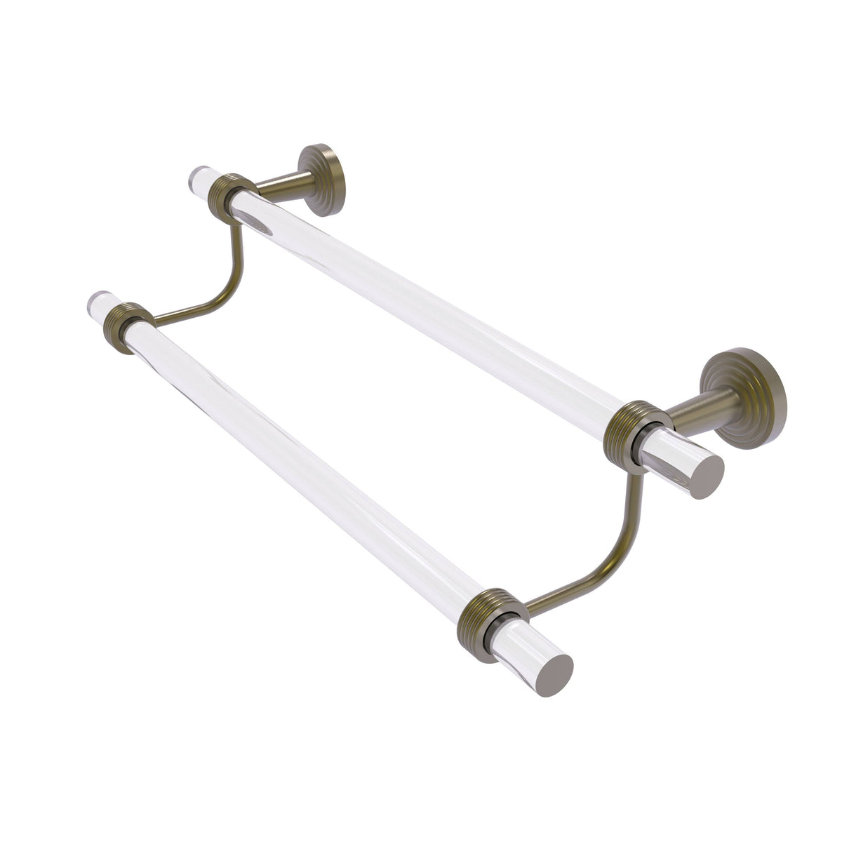 Double Towel Bar with Groovy Accents - Antique Brass - 30 inch B187897