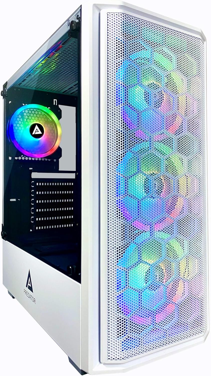 Pink Mid Tower Gaming Case with Tempered Glass Panel and 4 RGB Fans P535