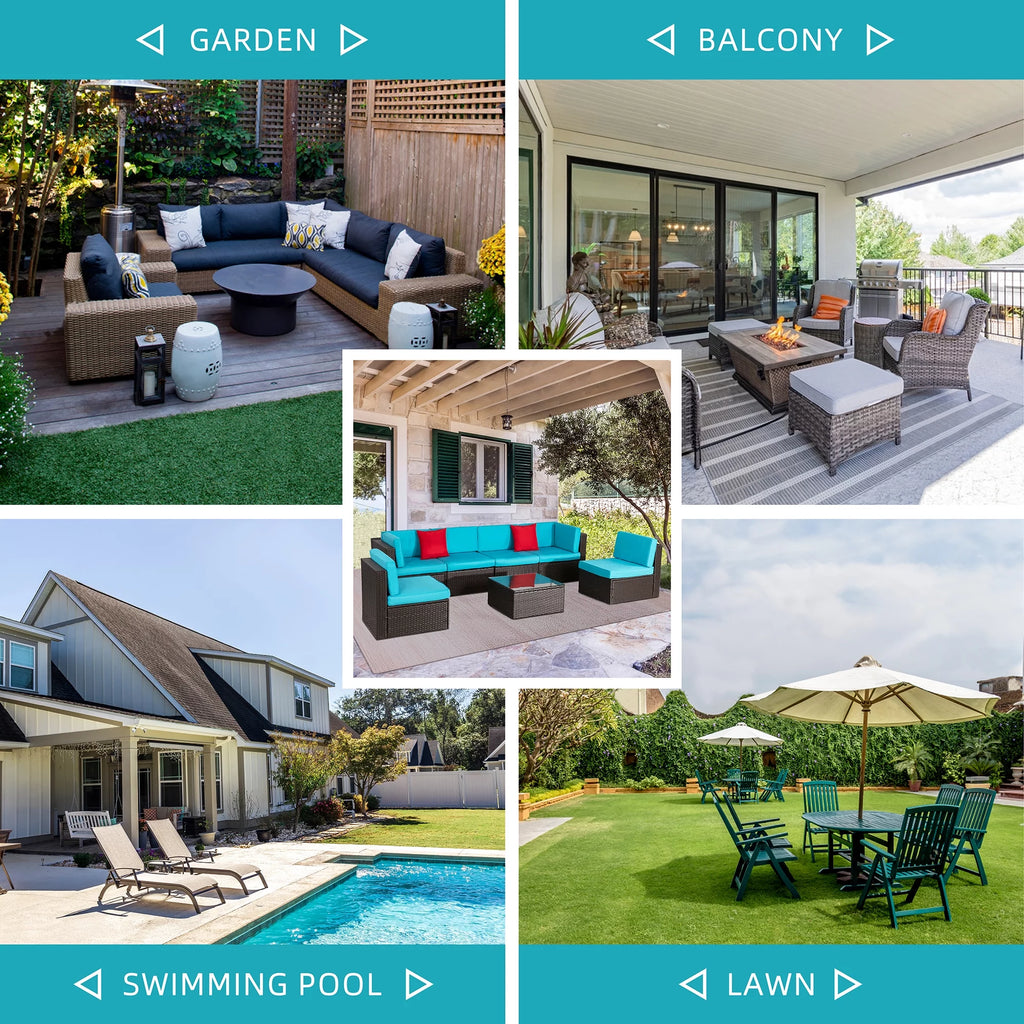 6 Pieces All-Weather PE Rattan Wicker Patio Sofa Set F159