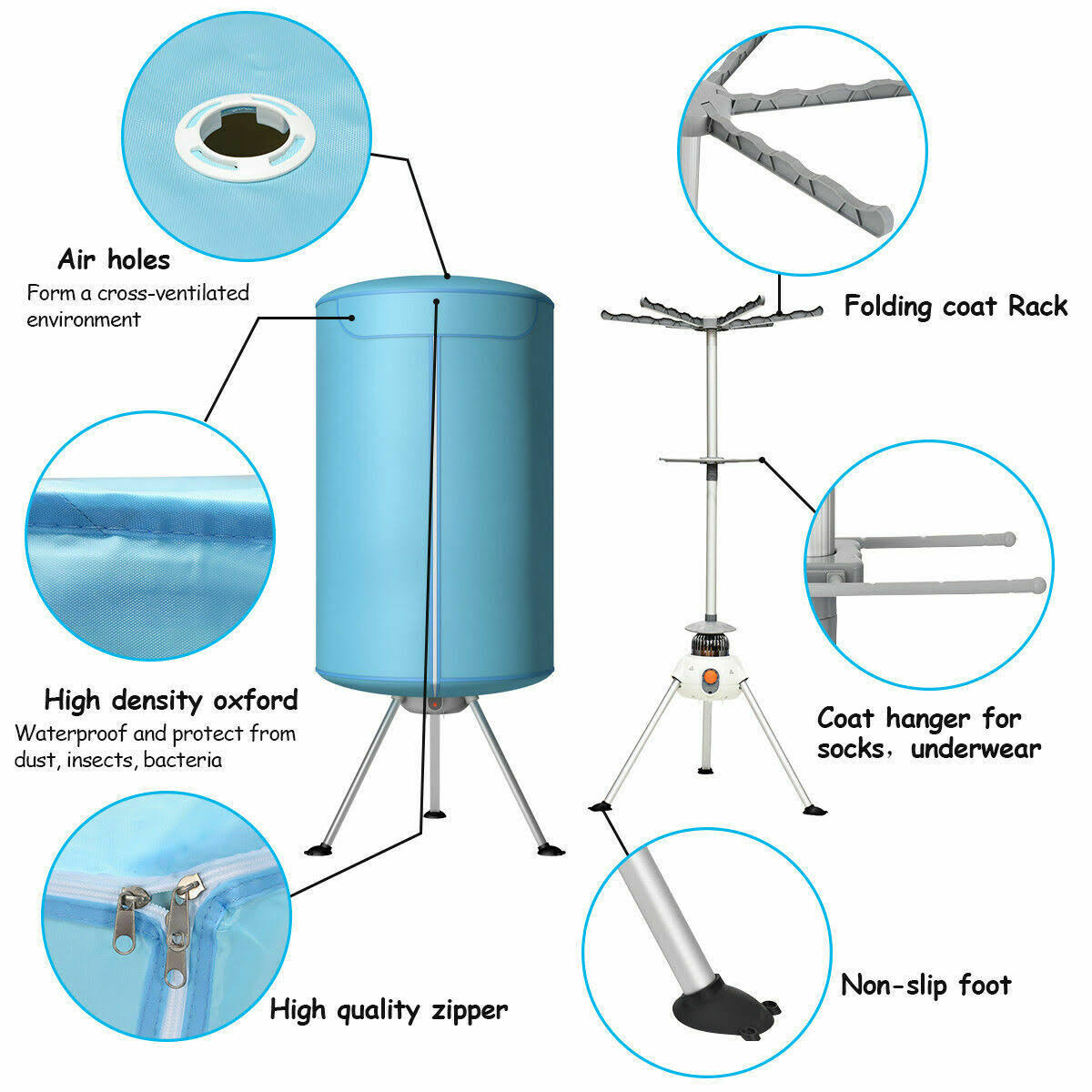 Portable Ventless Laundry Clothes Dryer 900W 22lbs P570