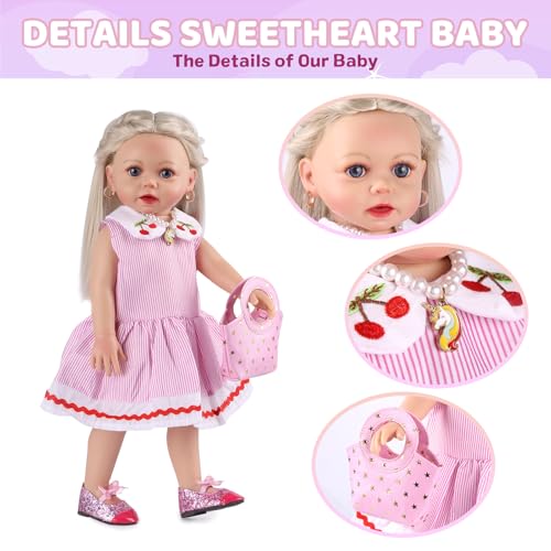 20 Inch Realistic Brown Hair Reborn Baby Doll with Clothes and Toy Accessories C1268