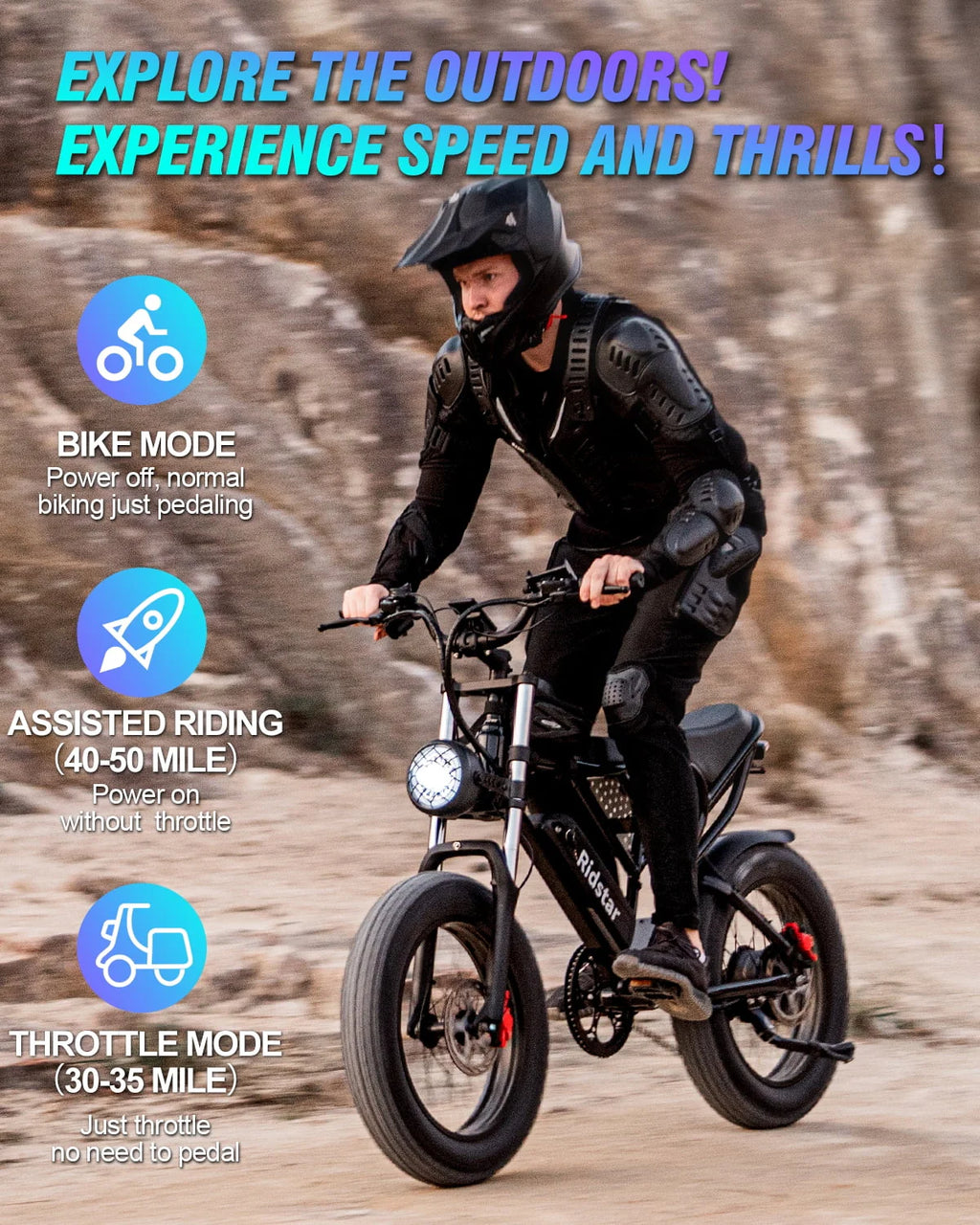 20 Fat Tire 1000W Electric Bike with 48V/20Ah Battery V535