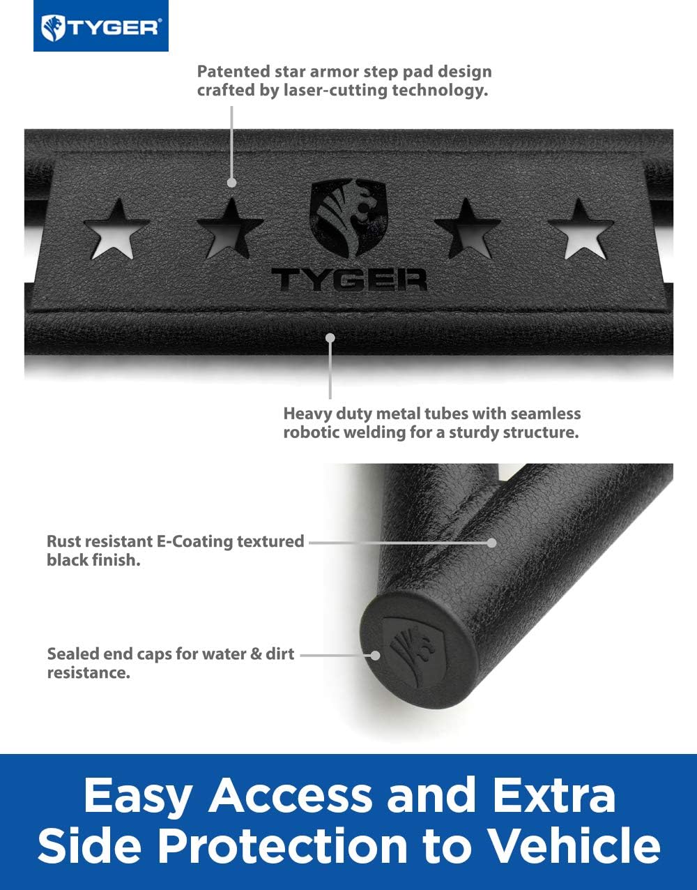 Textured Black Side Step Nerf Bars Running Boards F68639