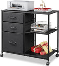 3 Drawer Mobile File Cabinet with Storage Shelf, Black L7007
