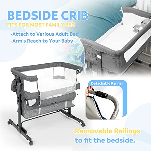 Grey 3 in 1 Baby Bassinet with Mesh Wall R97460