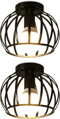 2 Pack Black Semi Flush Mount Ceiling Light Fixture G20266