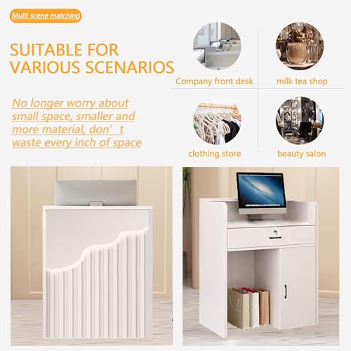 White Reception Desk with Drawers N785941