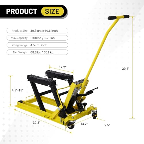 1500LBS Hydraulic Motorcycle Lift Jack with 4 Wheels E6965