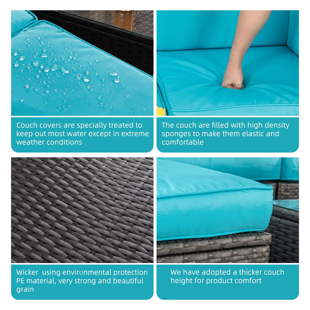 6 Pieces All-Weather PE Rattan Wicker Patio Sofa Set F159