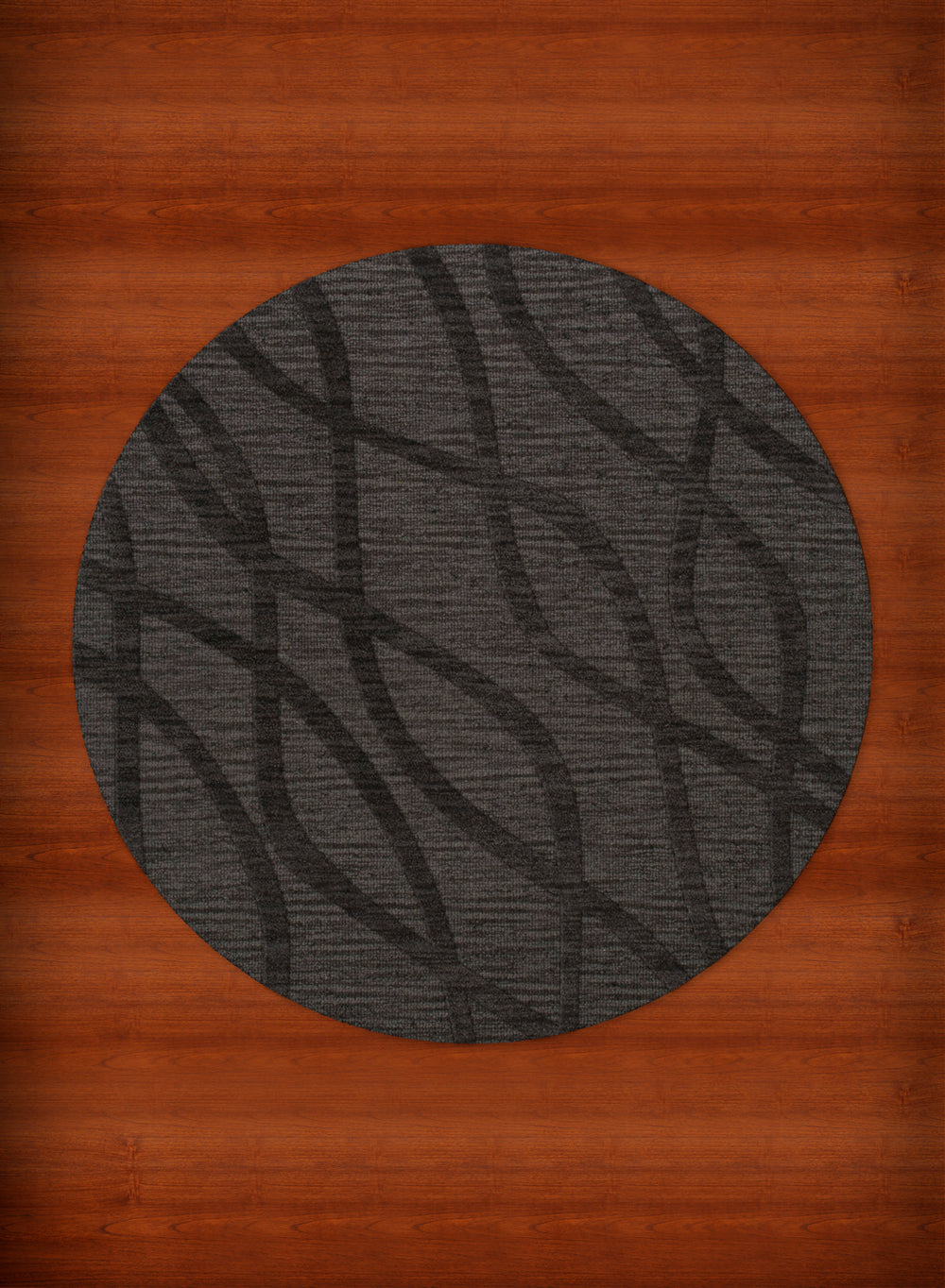 Ash Swirls Waves 4' x 4' Round Area Rug F55373