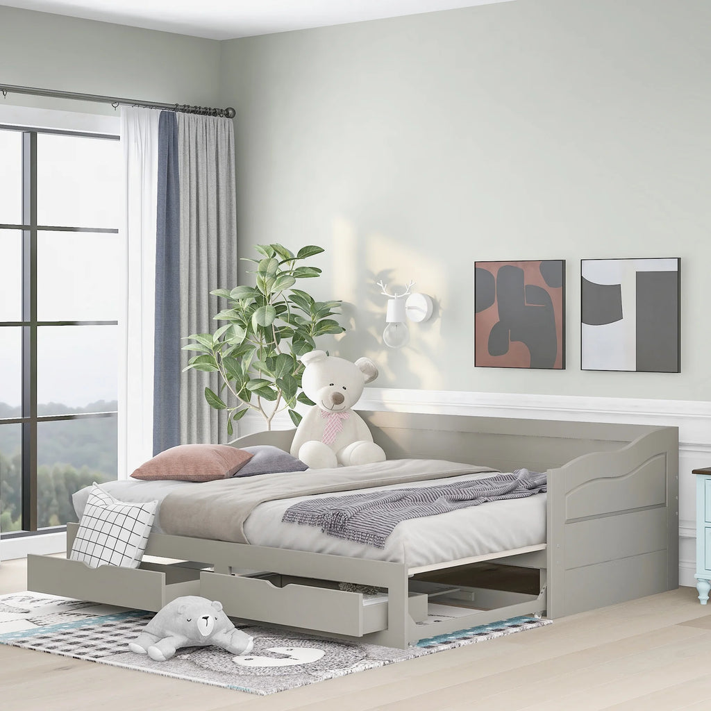 Wooden Sofa Bed with Roller Bed and Two Storage Drawers N4182